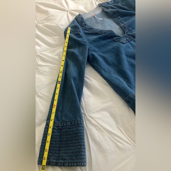 Women's Free People Dreaming of Denim Hendrix Blue XS Long Sleeve Tunic EUC - Picture 9 of 10